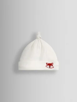 Cream Renard - Chapeau bébé JoJo Maman Bébé en coton biologique appliqué