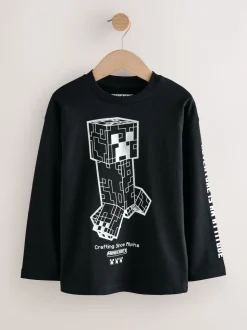 Creeper noir - T-shirt Minecraft à manches longues (3-16ans)