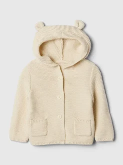 Crème - Cardigan Gap Bear en maille de coton doux (0-24mois)