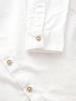 Crème - Chemise à manches longues Grandad Collar Lin Mix (3-16yrs)