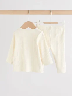 Crème - Hello World ensemble haut et legging bébé (0-18mois)