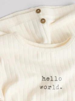 Crème - Hello World ensemble haut et legging bébé (0-18mois)