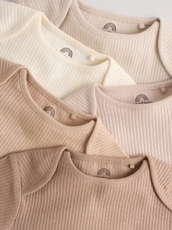 Crème - Lot de 5 bodys à manches longues pour bébé