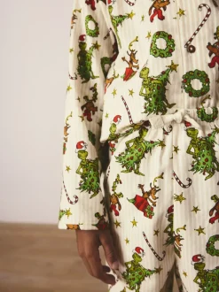Crème - Pyjama de Noël boutonné Grinch assorti (9mois à16ans)