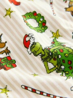 Crème - Pyjama de Noël boutonné Grinch assorti (9mois à16ans)