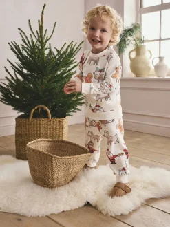 Crème - Pyjama de Noël en polaire confortable simple (9mois à10ans)