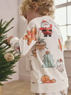 Crème - Pyjama de Noël en polaire confortable simple (9mois à10ans)