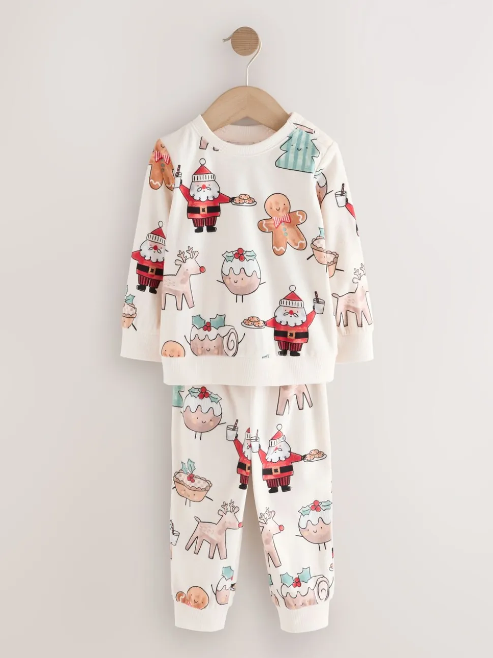 Crème - Pyjama de Noël en polaire confortable simple (9mois à10ans)