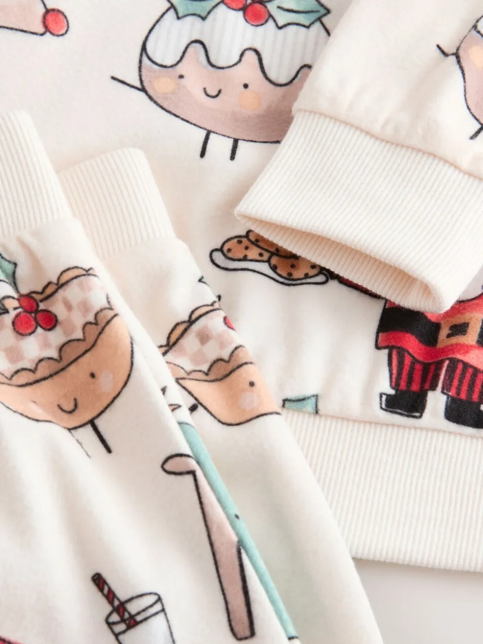 Crème - Pyjama de Noël en polaire confortable simple (9mois à10ans)