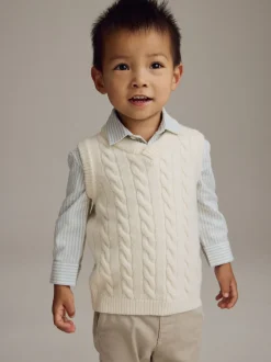 Crème écru - Ensemble gilet et chemises en tricot (3mths-7yrs)