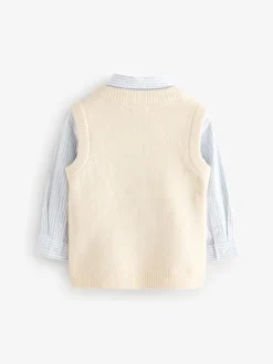 Crème écru - Ensemble gilet et chemises en tricot (3mths-7yrs)