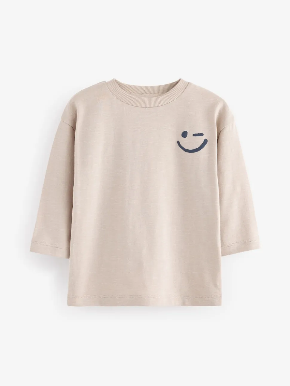 Crème écru - T-shirt semi-uni à manches longues (3mois-7ans)