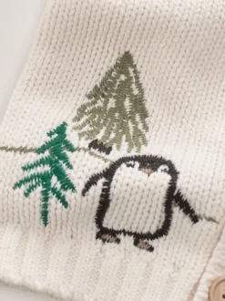 Crème Penguin - Cardigan de Noël à motif (3mois à7ans)