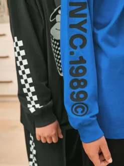 Crâne bleu/noir - Lot de 2 pyjamas à manches longues (3-16ans)