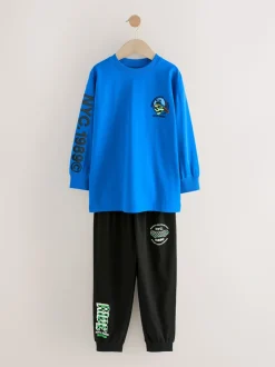 Crâne bleu/noir - Lot de 2 pyjamas à manches longues (3-16ans)