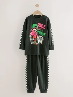 Crâne bleu/noir - Lot de 2 pyjamas à manches longues (3-16ans)