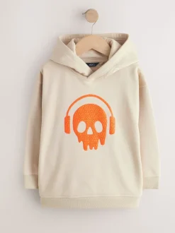 Crâne de casque Beige Sable - Sweat à capuche adolescent imprimé graphique (3-16ans)