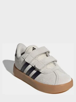 Écru - adidas Vl Cour 3.0 Baskets bébé à crochets et boucles