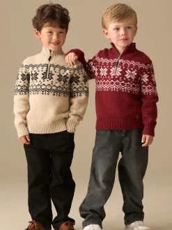 Écru - Angel & Rocket Pull Oakley Fairisle à col zippé