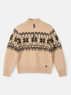 Écru - Angel & Rocket Pull Oakley Fairisle à col zippé