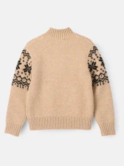 Écru - Angel & Rocket Pull Oakley Fairisle à col zippé