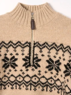 Écru - Angel & Rocket Pull Oakley Fairisle à col zippé