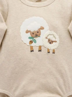 Écru - Body Purebaby appliqué