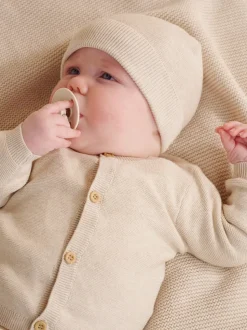 Écru - Cardigan Purebaby en maille texturée