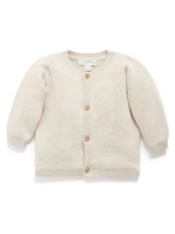 Écru - Cardigan Purebaby en maille texturée