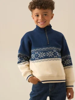 Écru - Chandail Angel & Rocket Ayden à col zippé en jacquard