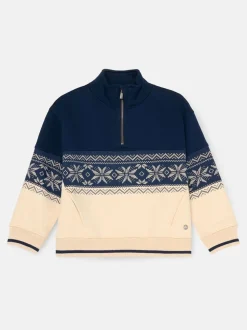 Écru - Chandail Angel & Rocket Ayden à col zippé en jacquard