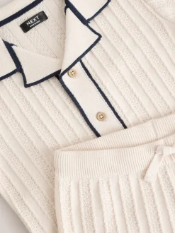 écru - Ensemble polo et short boutonné en maille (3mois-10ans)