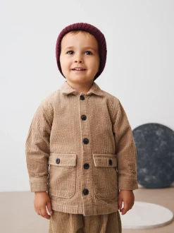 écru - Ensemble veste-chemise, t-shirt et pantalons texturé en velours côtelé (3mois-7ans)
