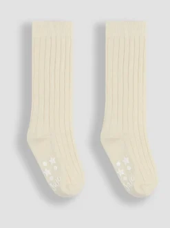 Écru - Jojo Maman Bébé Chaussettes à côtes longues 2 Lot