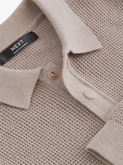 Écru - Polo texturé à manches longues (3-16ans)