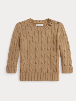 Écru - Pull Polo Ralph Lauren bébé en maille torsadée