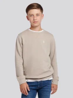 Écru - U.S. Polo Assn. Sweat-shirt à col rond Double Horsemen