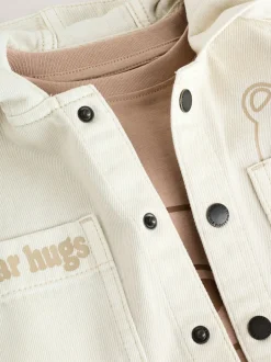 écru ours - Ensemble surchemise et t-shirt à capuche en sergé (3mois7ans)