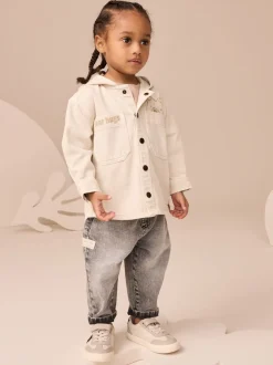 écru ours - Ensemble surchemise et t-shirt à capuche en sergé (3mois7ans)