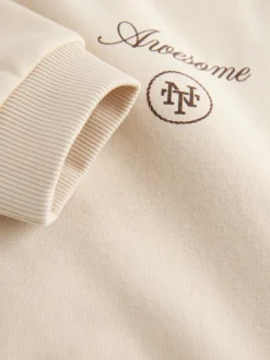 Écru Safari Club - Sweat-shirt en jersey à col rond imprimé au dos (3mois7ans)