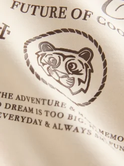 Écru Safari Club - Sweat-shirt en jersey à col rond imprimé au dos (3mois7ans)