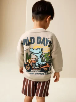 Écru Wild Days - Ensemble Sweat-shirt et Shorts à Col rond (3mois-7ans) (3mois-7ans)