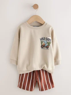 Écru Wild Days - Ensemble Sweat-shirt et Shorts à Col rond (3mois-7ans) (3mois-7ans)