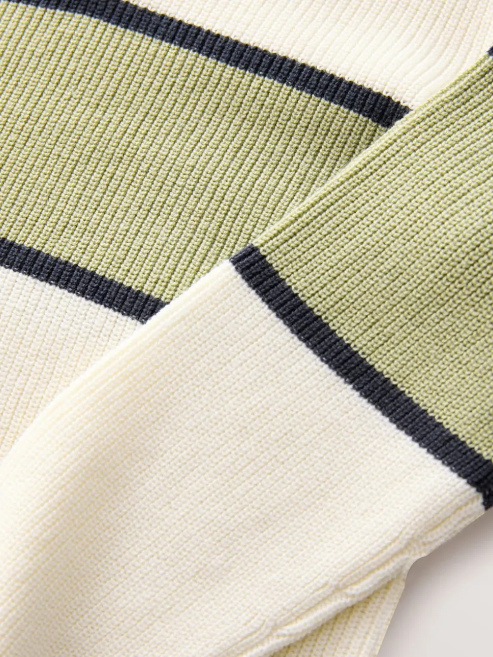 Écru/vert - Pull colorblock en maille à col zippé (3-16ans)