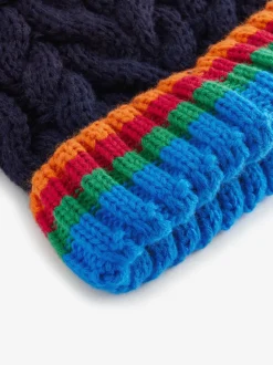 Côtes arc-en-ciel bleu marine - Pom Bonnet Chapeaux (3mths-16yrs)