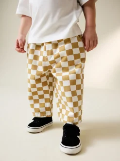 Damier jaune/blanc - Pantalon large à enfiler (3mois-7ans)