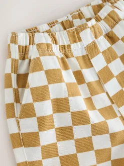 Damier jaune/blanc - Pantalon large à enfiler (3mois-7ans)
