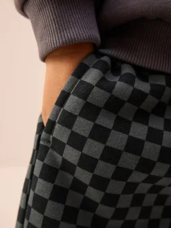 damier Noir et blanc - Joggings Jambe large en jersey (3mois à7ans)
