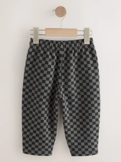 damier Noir et blanc - Joggings Jambe large en jersey (3mois à7ans)