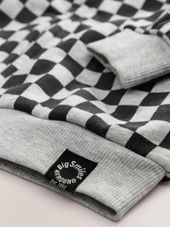 Damier noir et blanc - Sweat à capuche zippé (3mths-7yrs)